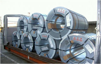 Steel coils in roofed pallet