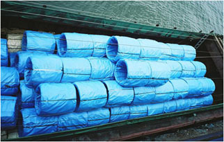 Steel wire rods in barge
